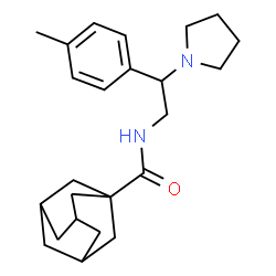 ChemSpider 2D Image | N-[2-(4-Methylphenyl)-2-(1-pyrrolidinyl)ethyl]-1-adamantanecarboxamide | C24H34N2O