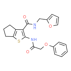 ChemSpider 2D Image | N-(2-Furylmethyl)-2-[(phenoxyacetyl)amino]-5,6-dihydro-4H-cyclopenta[b]thiophene-3-carboxamide | C21H20N2O4S