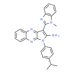 ChemSpider 2D Image | 1-(4-Isopropylphenyl)-3-(1-methyl-1H-benzimidazol-2-yl)-1H-pyrrolo[2,3-b]quinoxalin-2-amine | C27H24N6