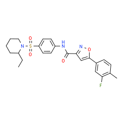 ChemSpider 2D Image | N-{4-[(2-Ethyl-1-piperidinyl)sulfonyl]phenyl}-5-(3-fluoro-4-methylphenyl)-1,2-oxazole-3-carboxamide | C24H26FN3O4S