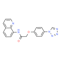 ChemSpider 2D Image | N-(8-Quinolinyl)-2-[4-(1H-tetrazol-1-yl)phenoxy]acetamide | C18H14N6O2