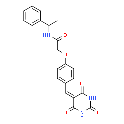 ChemSpider 2D Image | N-(1-Phenylethyl)-2-{4-[(2,4,6-trioxotetrahydro-5(2H)-pyrimidinylidene)methyl]phenoxy}acetamide | C21H19N3O5