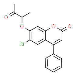 ChemSpider 2D Image | 6-Chloro-7-[(3-oxo-2-butanyl)oxy]-4-phenyl-2H-chromen-2-one | C19H15ClO4