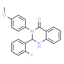 ChemSpider 2D Image | 2-(2-Fluorophenyl)-3-(4-methoxyphenyl)-2,3-dihydro-4(1H)-quinazolinone | C21H17FN2O2