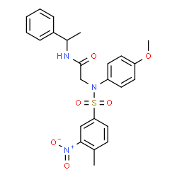 ChemSpider 2D Image | N~2~-(4-Methoxyphenyl)-N~2~-[(4-methyl-3-nitrophenyl)sulfonyl]-N-(1-phenylethyl)glycinamide | C24H25N3O6S