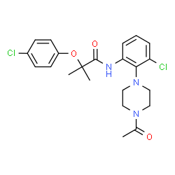 ChemSpider 2D Image | N-[2-(4-Acetyl-1-piperazinyl)-3-chlorophenyl]-2-(4-chlorophenoxy)-2-methylpropanamide | C22H25Cl2N3O3