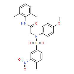 ChemSpider 2D Image | N-(2,6-Dimethylphenyl)-N~2~-(4-methoxyphenyl)-N~2~-[(4-methyl-3-nitrophenyl)sulfonyl]glycinamide | C24H25N3O6S