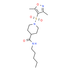 ChemSpider 2D Image | 1-[(3,5-Dimethyl-1,2-oxazol-4-yl)sulfonyl]-N-pentyl-4-piperidinecarboxamide | C16H27N3O4S