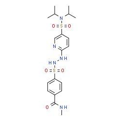 ChemSpider 2D Image | 4-({2-[5-(Diisopropylsulfamoyl)-2-pyridinyl]hydrazino}sulfonyl)-N-methylbenzamide | C19H27N5O5S2
