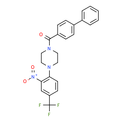ChemSpider 2D Image | 4-Biphenylyl{4-[2-nitro-4-(trifluoromethyl)phenyl]-1-piperazinyl}methanone | C24H20F3N3O3