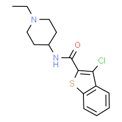 ChemSpider 2D Image | 3-Chloro-N-(1-ethyl-4-piperidinyl)-1-benzothiophene-2-carboxamide | C16H19ClN2OS