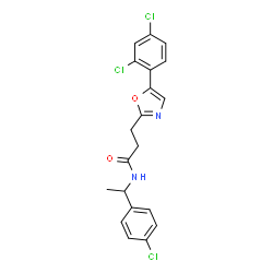 ChemSpider 2D Image | N-[1-(4-Chlorophenyl)ethyl]-3-[5-(2,4-dichlorophenyl)-1,3-oxazol-2-yl]propanamide | C20H17Cl3N2O2