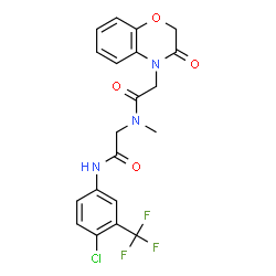 ChemSpider 2D Image | N-[4-Chloro-3-(trifluoromethyl)phenyl]-N~2~-methyl-N~2~-[(3-oxo-2,3-dihydro-4H-1,4-benzoxazin-4-yl)acetyl]glycinamide | C20H17ClF3N3O4