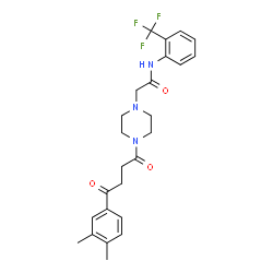 ChemSpider 2D Image | 2-{4-[4-(3,4-Dimethylphenyl)-4-oxobutanoyl]-1-piperazinyl}-N-[2-(trifluoromethyl)phenyl]acetamide | C25H28F3N3O3