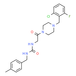 ChemSpider 2D Image | 1-{2-[4-(2-Chloro-6-fluorobenzyl)-1-piperazinyl]-2-oxoethyl}-3-(4-methylbenzyl)urea | C22H26ClFN4O2