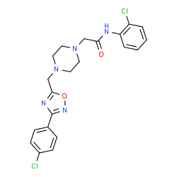 ChemSpider 2D Image | N-(2-Chlorophenyl)-2-(4-{[3-(4-chlorophenyl)-1,2,4-oxadiazol-5-yl]methyl}-1-piperazinyl)acetamide | C21H21Cl2N5O2
