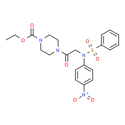 ChemSpider 2D Image | Ethyl 4-[N-(4-nitrophenyl)-N-(phenylsulfonyl)glycyl]-1-piperazinecarboxylate | C21H24N4O7S