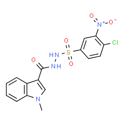 ChemSpider 2D Image | N'-[(4-Chloro-3-nitrophenyl)sulfonyl]-1-methyl-1H-indole-3-carbohydrazide | C16H13ClN4O5S