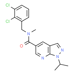 ChemSpider 2D Image | N-(2,3-Dichlorobenzyl)-1-isopropyl-N-methyl-1H-pyrazolo[3,4-b]pyridine-5-carboxamide | C18H18Cl2N4O