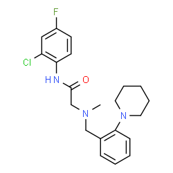 ChemSpider 2D Image | N-(2-Chloro-4-fluorophenyl)-N~2~-methyl-N~2~-[2-(1-piperidinyl)benzyl]glycinamide | C21H25ClFN3O