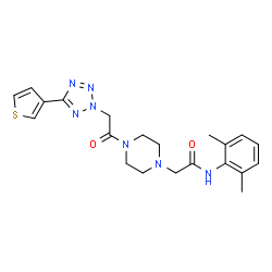 ChemSpider 2D Image | N-(2,6-Dimethylphenyl)-2-(4-{[5-(3-thienyl)-2H-tetrazol-2-yl]acetyl}-1-piperazinyl)acetamide | C21H25N7O2S