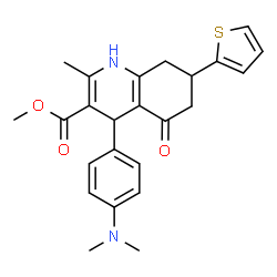 ChemSpider 2D Image | Methyl 4-[4-(dimethylamino)phenyl]-2-methyl-5-oxo-7-(2-thienyl)-1,4,5,6,7,8-hexahydro-3-quinolinecarboxylate | C24H26N2O3S