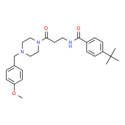 ChemSpider 2D Image | N-{3-[4-(4-Methoxybenzyl)-1-piperazinyl]-3-oxopropyl}-4-(2-methyl-2-propanyl)benzamide | C26H35N3O3