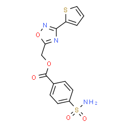 ChemSpider 2D Image | [3-(2-Thienyl)-1,2,4-oxadiazol-5-yl]methyl 4-sulfamoylbenzoate | C14H11N3O5S2