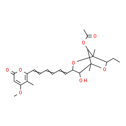 ChemSpider 2D Image | 3-O-Acetyl-1,4:2,6-dianhydro-1-ethyl-6-[6-(4-methoxy-5-methyl-2-oxo-2H-pyran-6-yl)-1,3,5-hexatrien-1-yl]-2,4-dimethylhexitol | C25H32O8