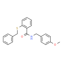 ChemSpider 2D Image | 2-(Benzylsulfanyl)-N-(4-methoxybenzyl)benzamide | C22H21NO2S