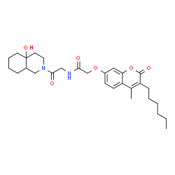 ChemSpider 2D Image | 2-[(3-Hexyl-4-methyl-2-oxo-2H-chromen-7-yl)oxy]-N-[2-(4a-hydroxyoctahydro-2(1H)-isoquinolinyl)-2-oxoethyl]acetamide | C29H40N2O6