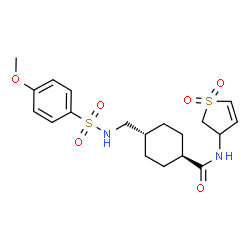 ChemSpider 2D Image | trans-N-(1,1-Dioxido-2,3-dihydro-3-thiophenyl)-4-({[(4-methoxyphenyl)sulfonyl]amino}methyl)cyclohexanecarboxamide | C19H26N2O6S2