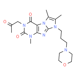 ChemSpider 2D Image | 1,6,7-Trimethyl-8-[3-(4-morpholinyl)propyl]-3-(2-oxopropyl)-1H-imidazo[2,1-f]purine-2,4(3H,8H)-dione | C20H28N6O4