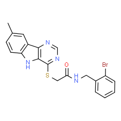 ChemSpider 2D Image | N-(2-Bromobenzyl)-2-[(8-methyl-5H-pyrimido[5,4-b]indol-4-yl)sulfanyl]acetamide | C20H17BrN4OS
