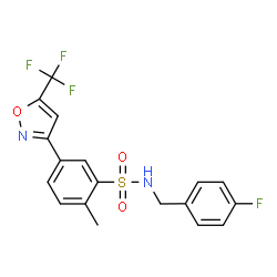 ChemSpider 2D Image | N-(4-Fluorobenzyl)-2-methyl-5-[5-(trifluoromethyl)-1,2-oxazol-3-yl]benzenesulfonamide | C18H14F4N2O3S