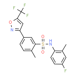 ChemSpider 2D Image | N-(4-Fluoro-2-methylphenyl)-2-methyl-5-[5-(trifluoromethyl)-1,2-oxazol-3-yl]benzenesulfonamide | C18H14F4N2O3S