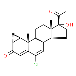 ChemSpider 2D Image | (1R,3aS,3bR,7aR,8aS,8bS,10aS)-1-Acetyl-5-chloro-1-hydroxy-8b,10a-dimethyl-2,3,3a,3b,7a,8,8a,8b,8c,9,10,10a-dodecahydrocyclopenta[a]cyclopropa[g]phenanthren-7(1H)-one | C22H27ClO3