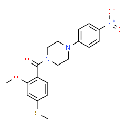 ChemSpider 2D Image | 1-[2-METHOXY-4-(METHYLSULFANYL)BENZOYL]-4-(4-NITROPHENYL)PIPERAZINE | C19H21N3O4S