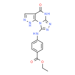 ChemSpider 2D Image | Ethyl 4-[(4-oxo-4,5-dihydro-1H-pyrazolo[4,3-e][1,2,4]triazolo[4,3-a]pyrimidin-8-yl)amino]benzoate | C15H13N7O3