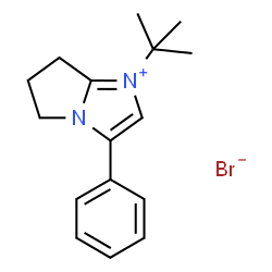 ChemSpider 2D Image | 1-(2-Methyl-2-propanyl)-3-phenyl-6,7-dihydro-5H-pyrrolo[1,2-a]imidazol-1-ium bromide | C16H21BrN2
