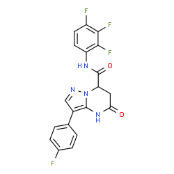 ChemSpider 2D Image | 3-(4-Fluorophenyl)-5-oxo-N-(2,3,4-trifluorophenyl)-4,5,6,7-tetrahydropyrazolo[1,5-a]pyrimidine-7-carboxamide | C19H12F4N4O2