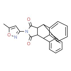 ChemSpider 2D Image | 17-(5-Methyl-1,2-oxazol-3-yl)-17-azapentacyclo[6.6.5.0~2,7~.0~9,14~.0~15,19~]nonadeca-2,4,6,9,11,13-hexaene-16,18-dione | C22H16N2O3