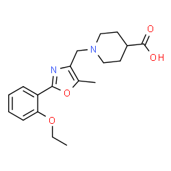 ChemSpider 2D Image | 1-{[2-(2-Ethoxyphenyl)-5-methyl-1,3-oxazol-4-yl]methyl}-4-piperidinecarboxylic acid | C19H24N2O4