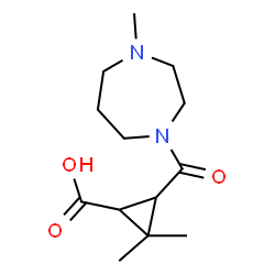 ChemSpider 2D Image | 2,2-dimethyl-3-(4-methyl-1,4-diazepane-1-carbonyl)cyclopropanecarboxylic acid | C13H22N2O3