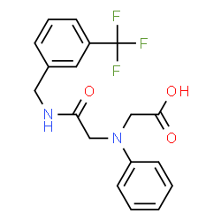 ChemSpider 2D Image | [(2-Oxo-2-{[3-(trifluoromethyl)benzyl]amino}ethyl)(phenyl)amino]acetic acid | C18H17F3N2O3