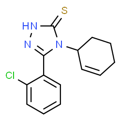 ChemSpider 2D Image | 4H-1,2,4-triazole-3-thiol, 5-(2-chlorophenyl)-4-(2-cyclohexen-1-yl)- | C14H14ClN3S