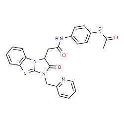 ChemSpider 2D Image | N-(4-Acetamidophenyl)-2-[2-oxo-1-(2-pyridinylmethyl)-2,3-dihydro-1H-imidazo[1,2-a]benzimidazol-3-yl]acetamide | C25H22N6O3