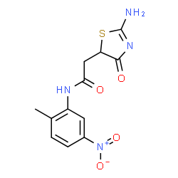 ChemSpider 2D Image | 5-Thiazolidineacetamide, 2-imino-N-(2-methyl-5-nitrophenyl)-4-oxo- | C12H12N4O4S
