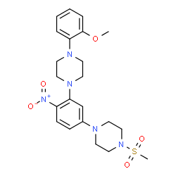 ChemSpider 2D Image | 1-(2-Methoxyphenyl)-4-{5-[4-(methylsulfonyl)-1-piperazinyl]-2-nitrophenyl}piperazine | C22H29N5O5S
