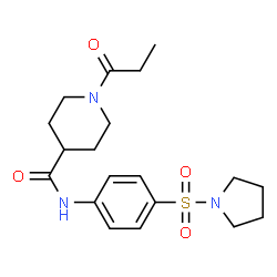 ChemSpider 2D Image | 1-Propionyl-N-[4-(1-pyrrolidinylsulfonyl)phenyl]-4-piperidinecarboxamide | C19H27N3O4S
